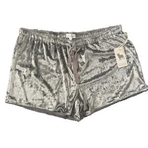 NWT PJ Salvage Small Gray VELVET Crochet Lace Trim Lounge Sleep Shorts #6833
